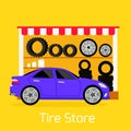 Tire Store Automobile Flat Concept