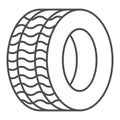 Tire thin line icon. Automobile wheel vector illustration isolated on white. Car tyre outline style design, designed for