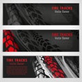 Tire track banners Royalty Free Stock Photo