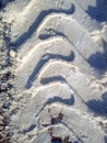 Tire track in snow, tread, dirty snow Royalty Free Stock Photo