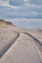 Tire Tracks on beach in denmark