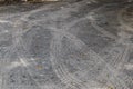 Tire tracks on gravel road Royalty Free Stock Photo