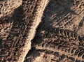 Wheel tracks in mud