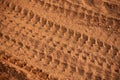 Tire tracks print on soil Royalty Free Stock Photo