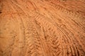 Tire tracks print on soil Royalty Free Stock Photo