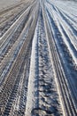 Tire tracks on sand Royalty Free Stock Photo