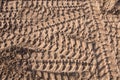 Tire tracks in the sand Royalty Free Stock Photo