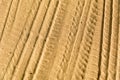 Tire tracks on the sand Royalty Free Stock Photo