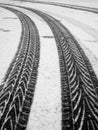 Tire Tracks, Snow. Royalty Free Stock Photo