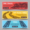 Tire tracks vector banners set