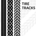 Tire tracks wheel car different black dark vector trail. Royalty Free Stock Photo