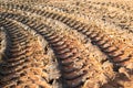 Tire tread marks in mud or clay, texture Royalty Free Stock Photo