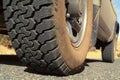 Tire tread of an off-road SUV.