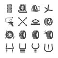 Tire, Tyre and wheel icons set Royalty Free Stock Photo