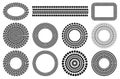 Tire wheel marks of cars, round ornament, set. Vector illustration Royalty Free Stock Photo