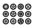 Tire and Wheels Vector Collection Set Royalty Free Stock Photo