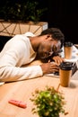 tired african american businessman sleeping at Royalty Free Stock Photo