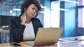 Tired African Businesswoman having Neck Pain at Work Royalty Free Stock Photo