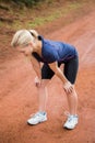 Tired athletic blonde resting