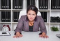 Tired bored business woman working in office Royalty Free Stock Photo