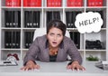 Tired bored business woman working in office Royalty Free Stock Photo