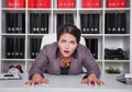 Tired bored business woman working in office Royalty Free Stock Photo