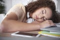 Tired and bored teenage girl sleeping Royalty Free Stock Photo