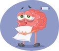 Tired Brain Feeling Exhausted Suffering from Insomnia Vector Illustration