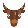 Tired bull face emoji, pensive cow icon isolated emotion sign