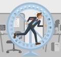 Tired Business Man Running Hamster Wheel Concept Royalty Free Stock Photo