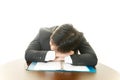 Tired business man sleeping at desk