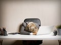 Tired business  woman sleeping on laptop Royalty Free Stock Photo