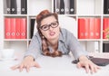 Tired business woman working in office Royalty Free Stock Photo