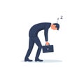 Tired businessman. Overworked human, vector