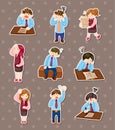 Tired businessman stickers Royalty Free Stock Photo