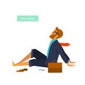 Tired businessman taking a break and chilling isolated vector illustration