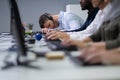 Tired Businesswoman At Desk Royalty Free Stock Photo