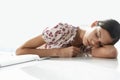 Tired Businesswoman Sleeping At Office Desk Royalty Free Stock Photo