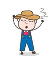 Tired Cartoon Farmer Sleeping Vector Expression