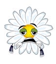 Tired chamomile flower cartoon