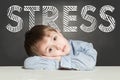 Tired child boy with stress. Sad concept Royalty Free Stock Photo