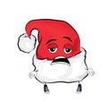 Tired Christmas hat cartoon Royalty Free Stock Photo
