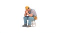 Tired Construction Worker Sitting on a Stool, Feeling Stressed and Overwhelmed Royalty Free Stock Photo