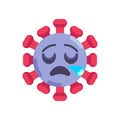 Tired coronavirus emoticon flat icon