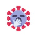 Tired coronavirus emoticon flat icon Royalty Free Stock Photo