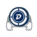 Tired Digibyte coin mascot cartoon