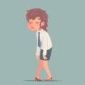 Tired disheveled businesswoman sad weary woman character retro cartoon design vector illustration