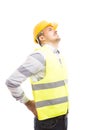 Tired engineer or builder suffering lower back lumbar pain Royalty Free Stock Photo