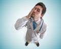 Tired and exhausted doctor. View from top Royalty Free Stock Photo