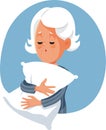 Sleepy Granny Feeling Tired and Sleep Deprived Vector Cartoon